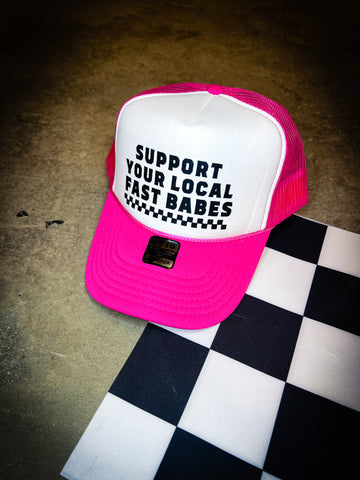 SUPPORT YOUR LOCAL FAST BABES TRUCKER - PINK/WHITE